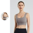 thumbnail image 2 of IWRICH Women's U Back Sports Bra Scoop Neck Padded Low Impact Yoga Clothes Workout Crop Top with Built in Pads Light Gray M, 2 of 6