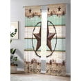 thumbnail image 4 of Sheer Curtains 96 Inches Long, Western Texas Star Green Light Filtering Window Curtains for Living Room, Farmhouse Brown Country Vintage Rod Pocket Voile Sheer Curtain Drapes, 52"W x 96"L, 2 Panels, 4 of 8