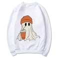 thumbnail image 5 of CLOISE Halloween Womens Sweatshirt Trendy Ghost Graphic Pullover Sweatshirts Fall Long Sleeve Round Neck Hoodies Shirts Tunic Tees Halloween Gift Clothes White XS Trick, 5 of 5