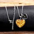 thumbnail image 6 of Created Gold Foil Broken Stone Inlay Love Heart Necklace Mustard Seed Charms Pendant Crystal Jewelry for Her Y941 (Yellow)…, 6 of 7