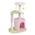 thumbnail image 2 of HUJHKIO 33in Cat Tree Tower with Scratching Posts, Curved Perch & Plush Bed - Multi-Level Cat Condo for Indoor Cats, Playground for Kittens, Pink, 2 of 9