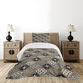 thumbnail image 4 of Ambesonne East Quilted Bedspread Set 2 Pcs, Old Fashioned Batik Pattern, Twin Size, Tan Black, 4 of 5