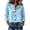 Blue, variant on Women V Neck Button Down Blouse, Roll-Up Long Sleeve Linen Tops Daily Casual Dressy Shirt