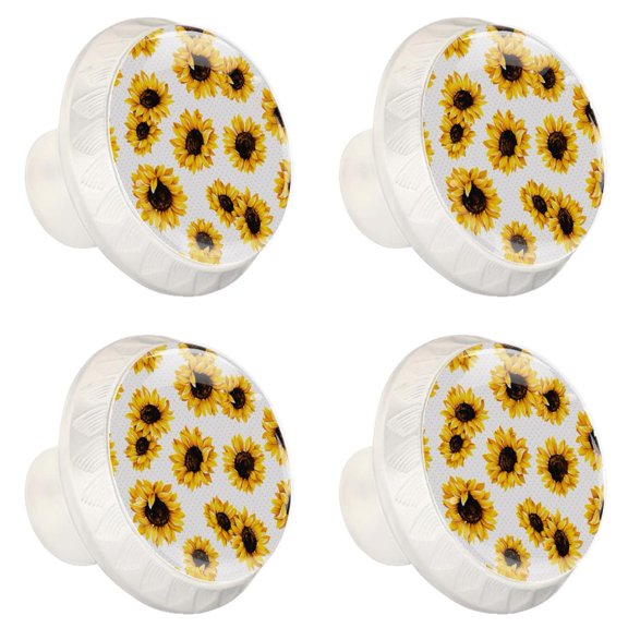 4 Pcs Sunflower Knobs for Kitchen Cabinet Cupboard Dresser Bookcase Drawer Pulls Handles Round Home Decor