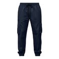 thumbnail image 3 of Cargo Pants for Men Solid Color Drawstring Jogger Pants with Pockets for Daliy Wear, 3 of 7