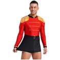 thumbnail image 4 of TiaoBug Men Circus Ringmaster Jumpsuit Fringe Bodysuit Showman Lion Tamer Halloween Leotard Red XXL, 4 of 6