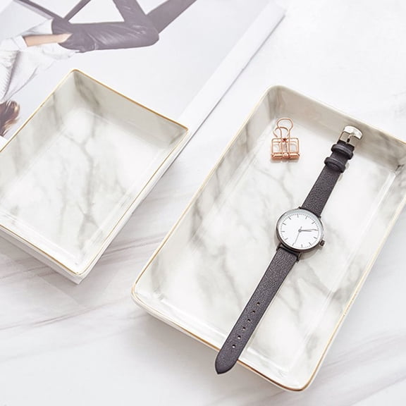 HEMOTON Small Multipurpose Storage Tray Marble Compact Assorted Color