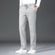 thumbnail image 3 of Pantalones largos para hombre, de color liso, a la moda, informales, con cintura elástica y bolsillos rectos., 3 of 6