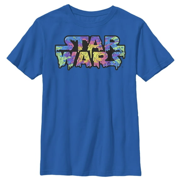Boy's Star Wars Rainbow Drip Logo  Graphic Tee Royal Blue X Large