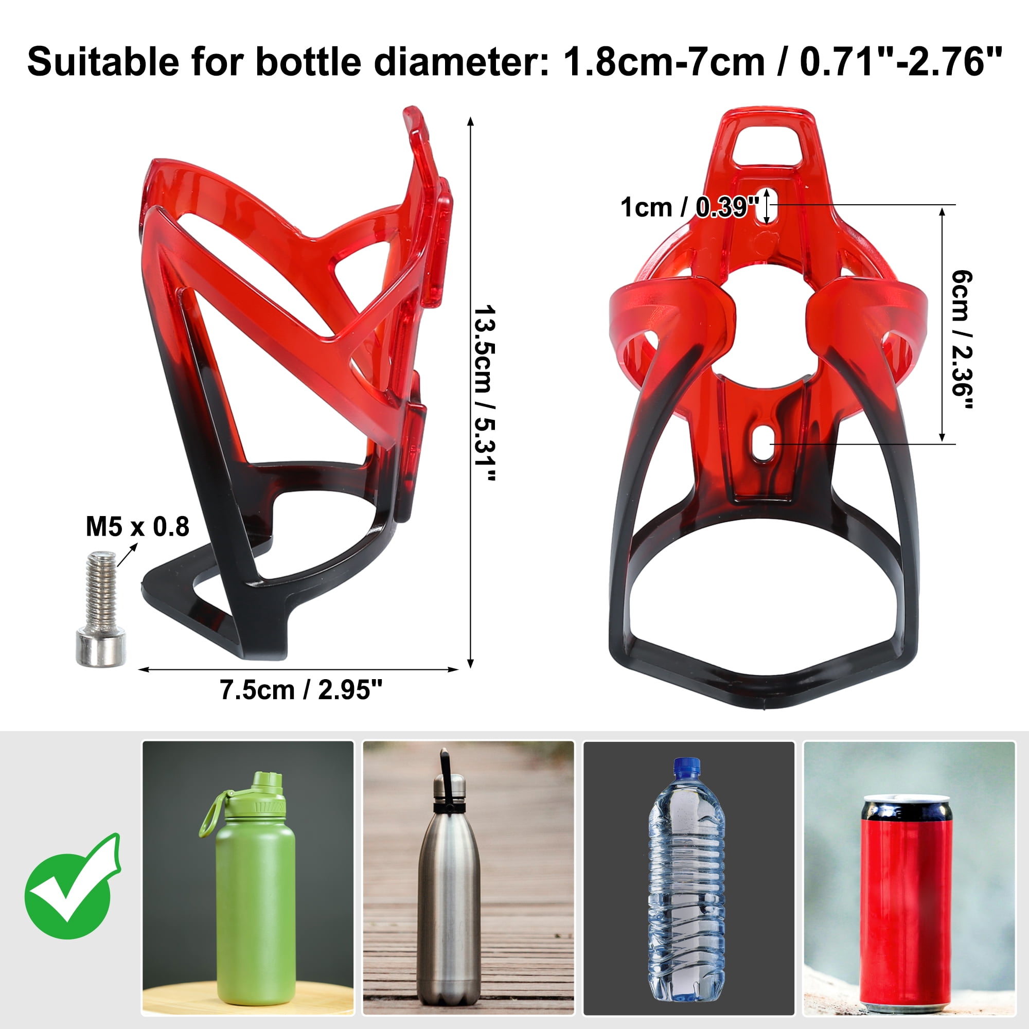Unique Bargains Durable Bike Water Bottle Cage Holder with Screws and Wrench Red