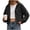Black, variant on Hooded Zip Women Cropped Jackets Long Sleeve Sweatshirt with Pocket,Drop Shoulder Casual Fall Winter Daily Home Outdoor Wear,Green,M