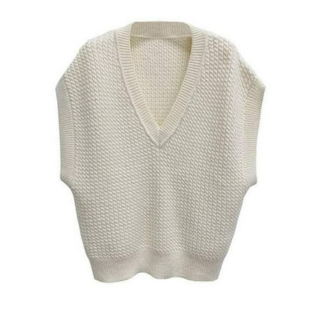 sweater sleeveless vest loose knit cable neck tank