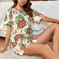 thumbnail image 4 of Wukai Frog Hold Strawberry Women's Pajama Set,Short-Sleeve Top and Shorts with Elastic Waistband and Pockets for Loungewear, Yoga, and Casual Wear-X-Large, 4 of 6
