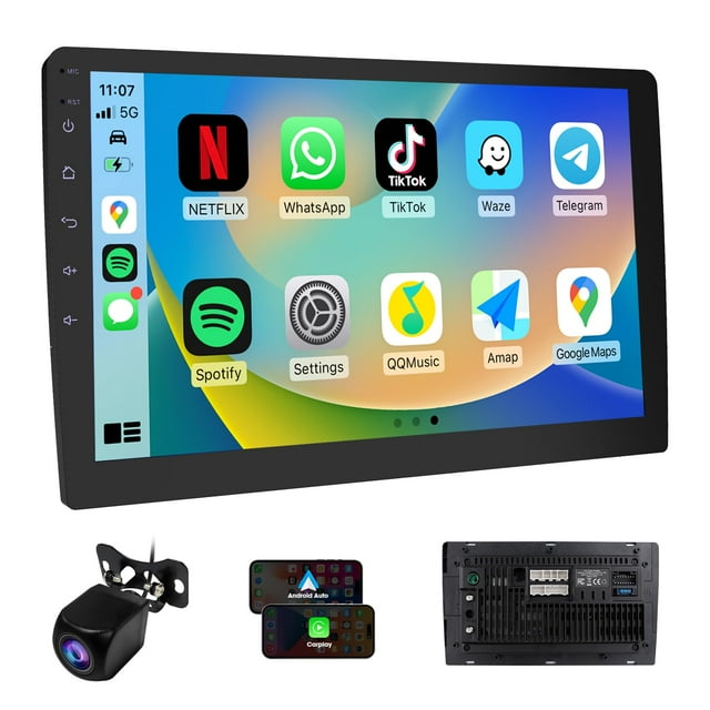 Estéreo de coche Haudio 10.1 inalámbrico de doble DIN con CarPlay y Android