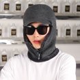 thumbnail image 1 of Gorro de punto de una pieza cálido con forro polar grueso de invierno para hombre, gorro de lana con cremallera cálido para ciclismo al aire libre, gorro para mujer, 1 of 5