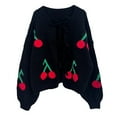 thumbnail image 6 of ZHENHONG Crew Cardigans Womens, Women Tie Front Cherry Cardigan Sweater Oversized Chunky Knit Long Sleeve Trendy Fall Winter Sweater CardiganCardigans for Women, 6 of 8