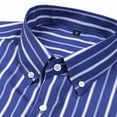 thumbnail image 3 of Mens Casual Striped Dress Shirts Stylish Long Sleeve Slim Fit Button Down Classic Shirt, Blue, Size XL, 3 of 7
