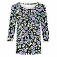 thumbnail image 5 of CYMMPU Floral Pattern 3/4 Sleeve Crew Neck Fall Fashion Shirts Blouses for Women Dressy Casual Spring Tops T-Shirts Loose Fit Lightweight Basic T-Shirts Multicolor XL, 5 of 5