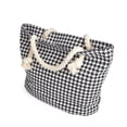 thumbnail image 4 of Premium Classic Black White Houndstooth Print Cotton Canvas Tote Shoulder Bag Handbag, 4 of 4