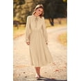 thumbnail image 4 of Vestido PRETTYGARDEN Midi Plisado de Línea A con Diseño Swiss Dot Khaki Talla L, 4 of 8