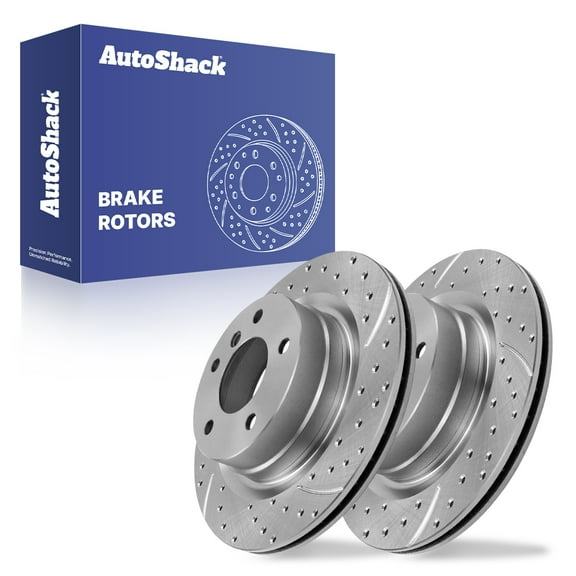 AutoShack Rear Vented Drilled & Slotted Silver Zinc Coated Brake Rotors 2-PC Set Replacement for 2007-2015 BMW 328i 2006-2011 BMW 323i SilverShield Pro 11.81" (299.9 mm)