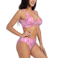 thumbnail image 2 of Wukai Breast Cancer Awareness (3) Women's Bikini Set Two Piece,wimsuit High Waisted V Neck Twist Front Adjustable Spaghetti Straps Bathing Suit-Large, 2 of 7