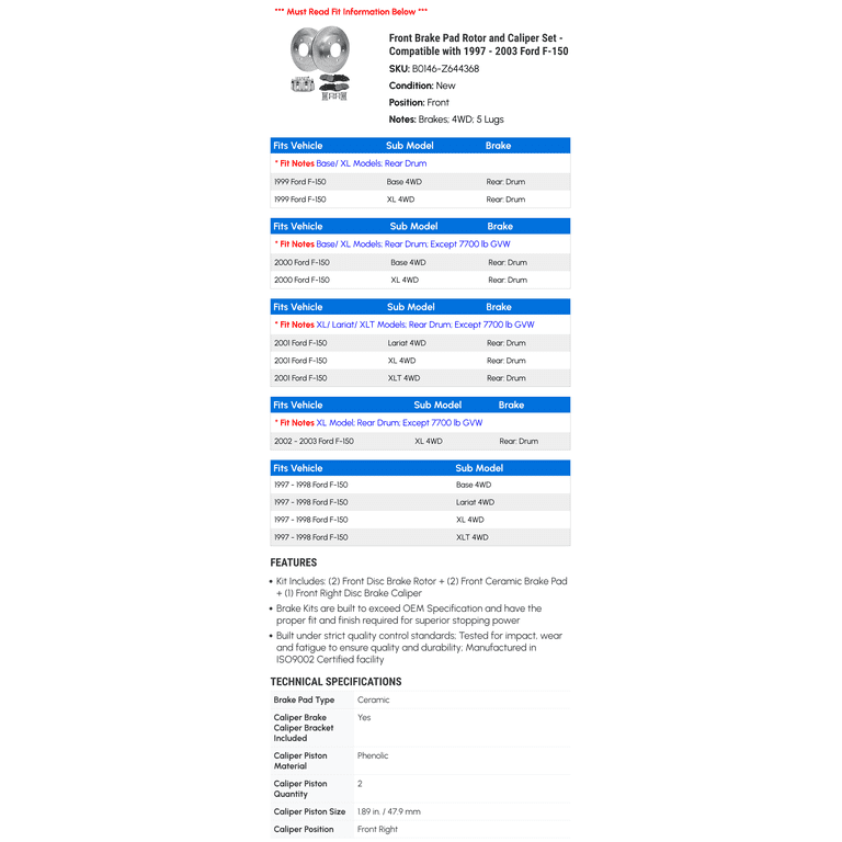 Brake Component Kits for 1997 Ford F-150 for sale