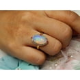 thumbnail image 4 of Genuine Lab-Grown Fire Opal Oval, Moissanite, Lab Ruby Ring in 925 Yellow Gold Plated for Women (Size-10x12mm | 4.2 ct) | April Birthstone Jewelry for Her | Lab-Grown Fire Opal Engagement Rings, 4 of 4