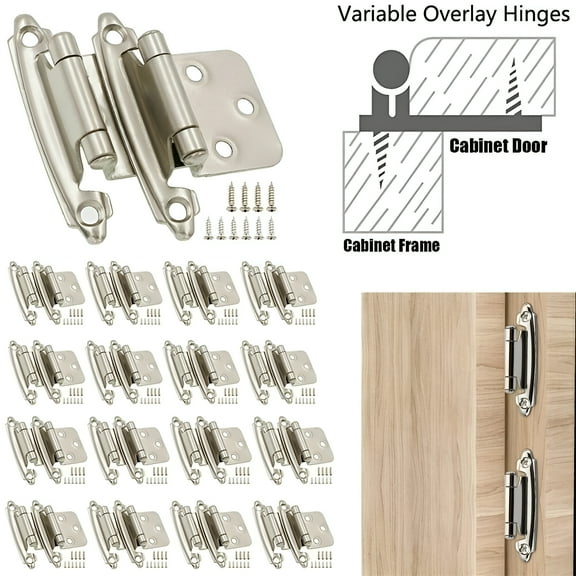 TALENO Kitchen Cabinet Hinges,1/2 inch Overlay Self Closing Face Mount Hinges For Kitchen Cupboard Door With Screws,1 Pair(2pcs)