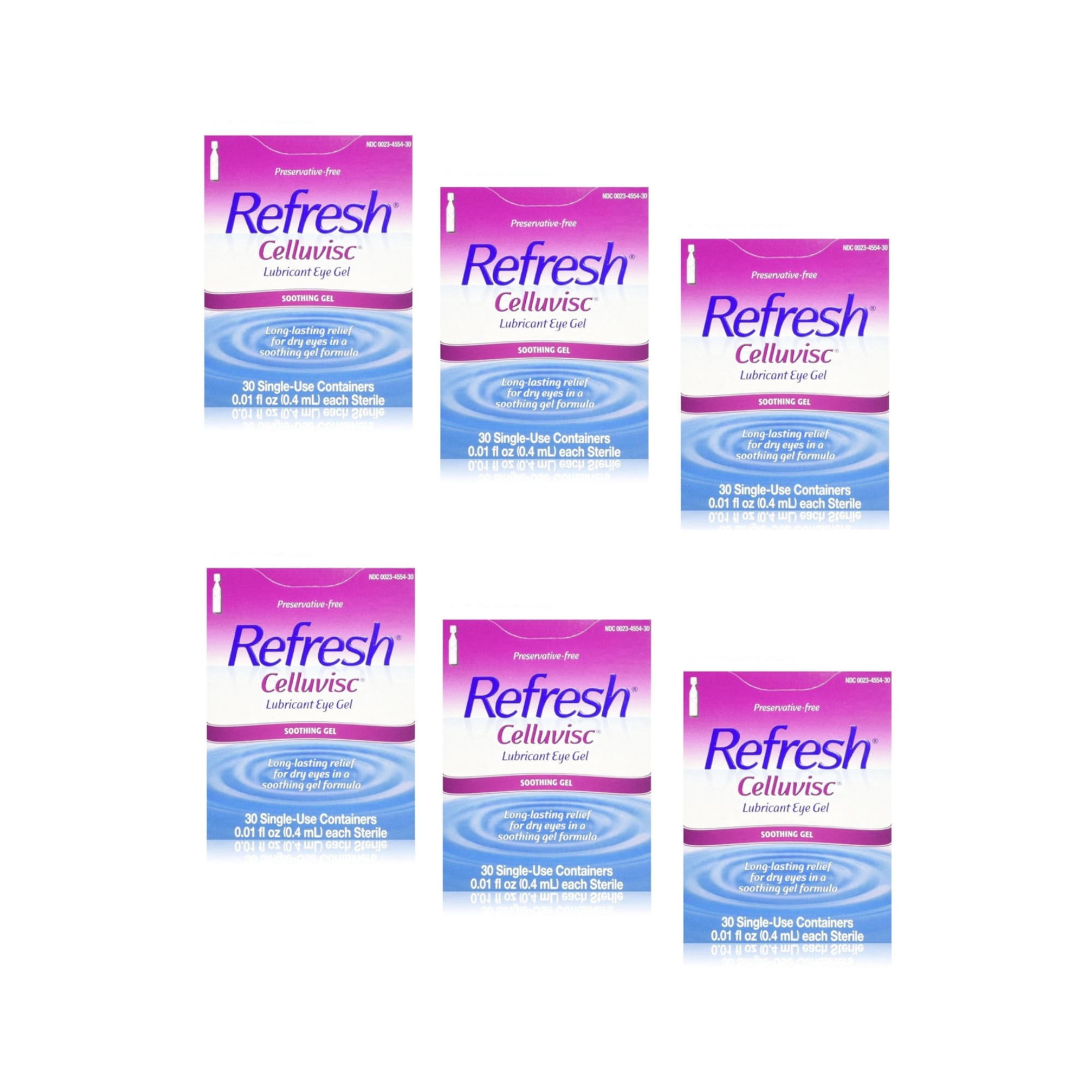 Refresh Celluvisc Lubricant Eye Gel, 30 Single Use Sterile Containers, 1 Pack, 6 Pack