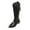 Black Low-Heeled Knee High Boots, variant on Knee-High Pointed Toe Boots Solid Color Thick Heel Zippered Back Comfortable Casual Winter Footwear for Women