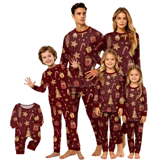 Lvotionpl 2026 Matching Family Christmas Pjs, Matching Christmas Pajamas Long Sleeve Top & Pants Set Matching Holiday Family Pajama Xmas Sets