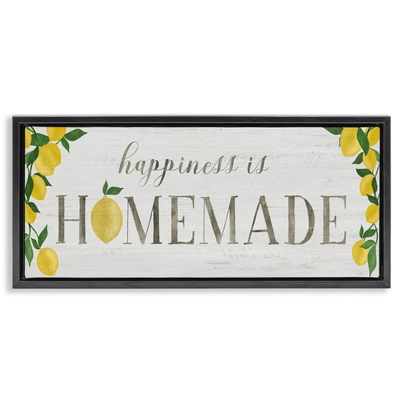 Stupell Industries French Country Happiness Is Homemade Black Floating Frame Canvas Art, 25 x 11, by Natalie Carpentieri