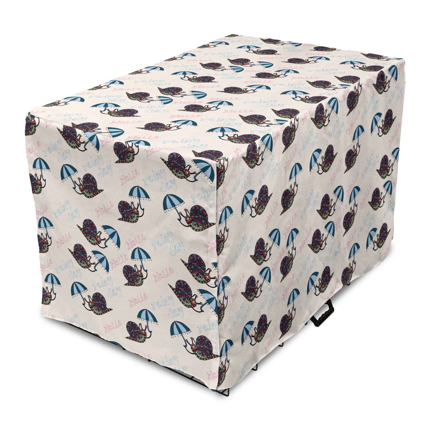 Snail Dog Crate Cover, Rainy Day Weather Themed Mosaic Pattern Like ...