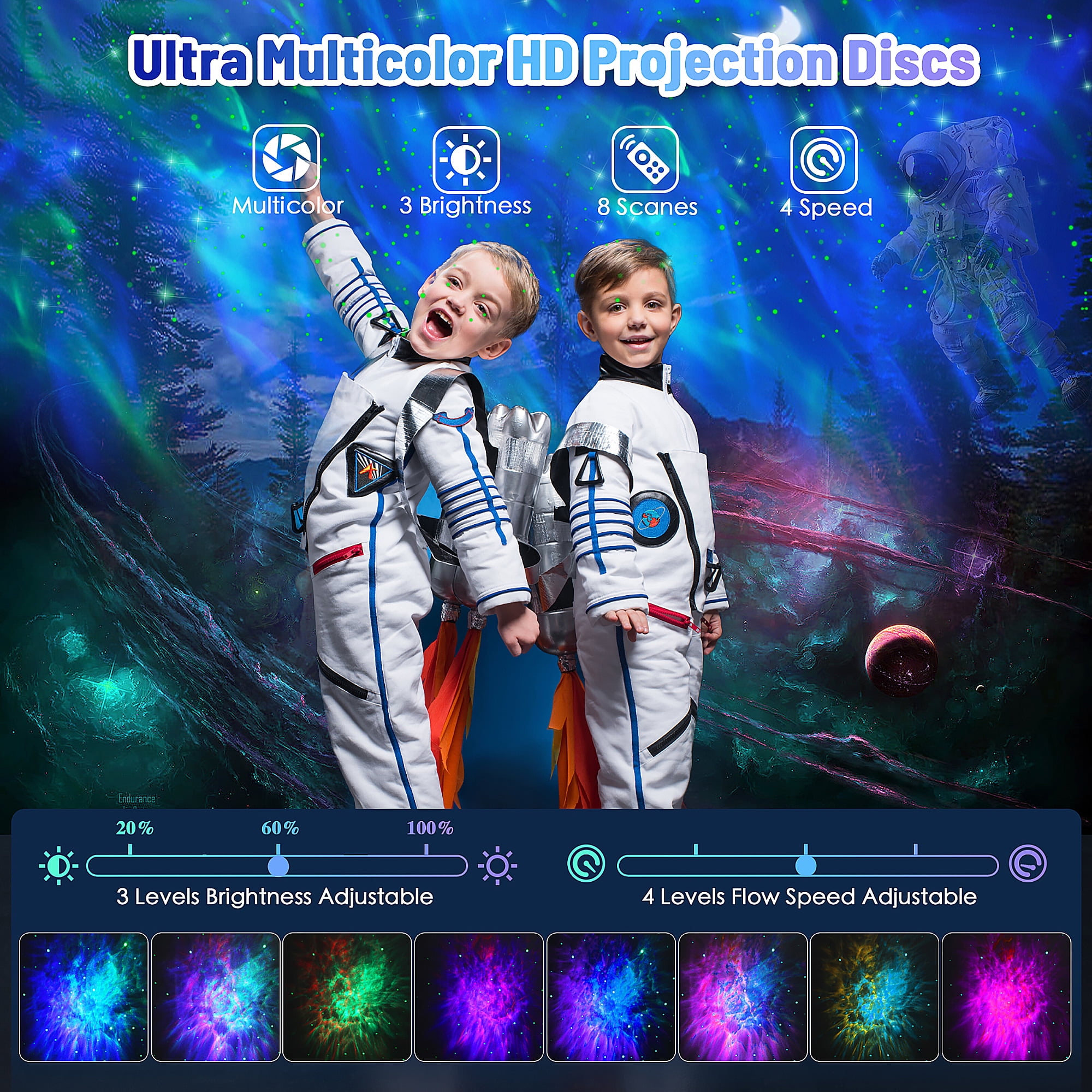 KIMHY Astronaut Galaxy Projector, 2 in 1 Night Light for Bedroom with Moon Lamp, Star Projector Galaxy Light for Kids Christmas