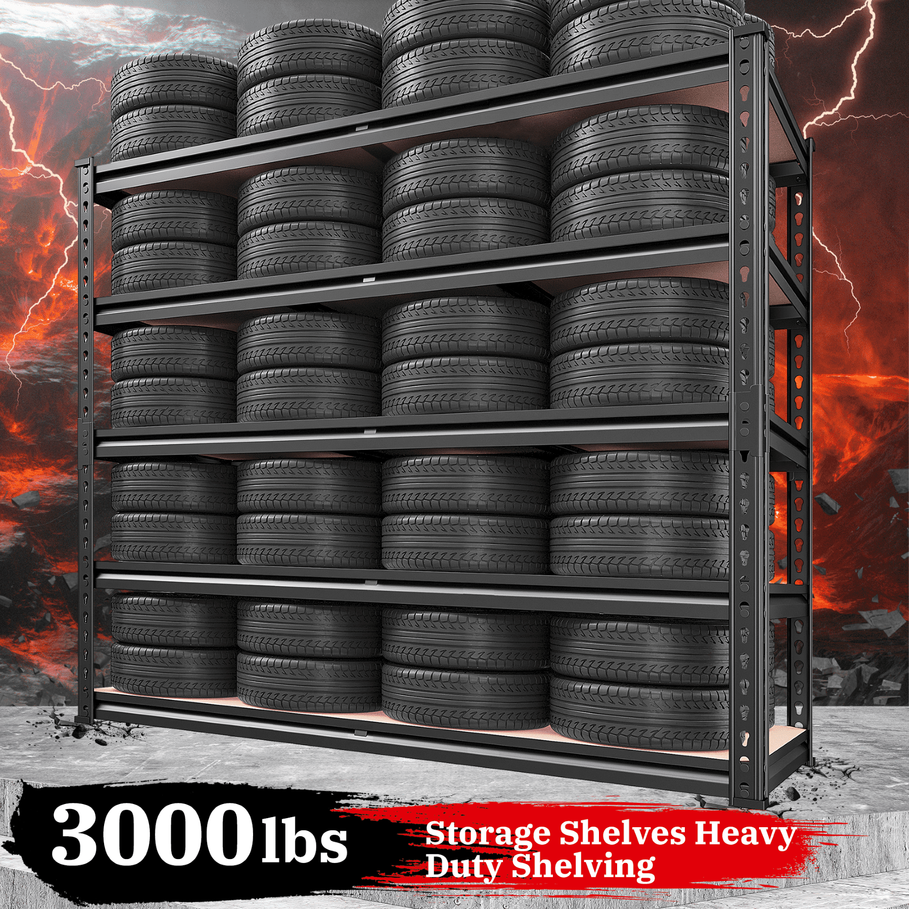 REIBII 3000LBS Garage Shelving Unit Heavy Duty Storage Shelves 5-Tier Metal Shelves for Pantry Industrial Shelf