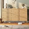 9 Drawer Rattan Dresser for Bedroom, Tall Wood Chest of Drawers with Deep Storage, Large Organizer Cabinet for Living Room, Closet and Entryway,Natural