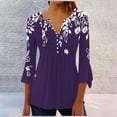 thumbnail image 2 of Womens Tops Summer Trendy Print V Neck 3/4 Sleeve Blouse Spring Tops for Women, 2 of 5