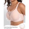 thumbnail image 3 of Bras for women no underwire women bras no underwire full support seamless bra for women bras for big busted women bras without underwire for women full coverage mesh neck bra Beige 3XL, 3 of 6