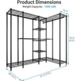 thumbnail image 6 of VIPEK L50 Wire Garment Rack Large Corner Freestanding Wardrobe Closet Rack, Multi-function L Shaped Clothes Rack Heavy Duty Metal Clothing Rack for Hanging Clothes, Max Load 1300LBS, Black, 6 of 9