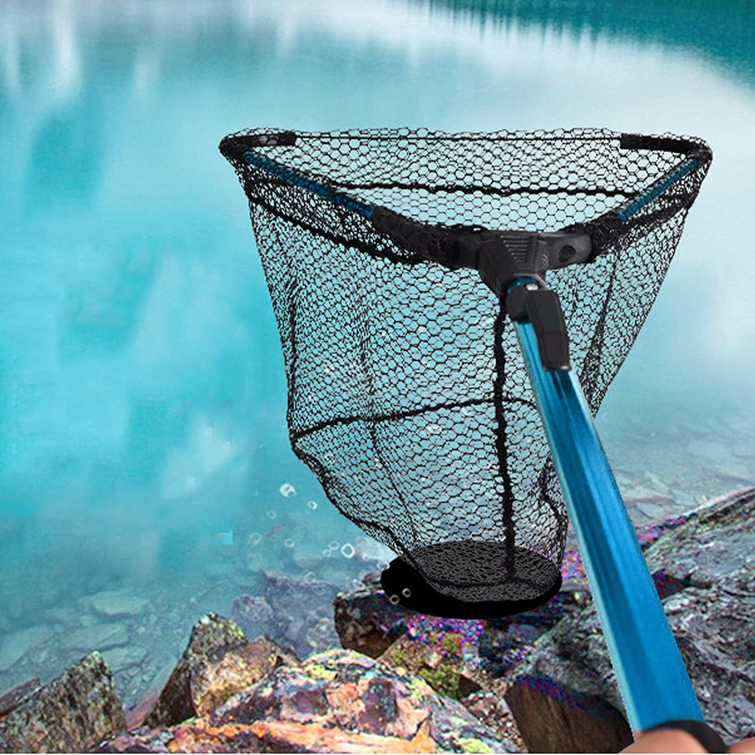 1 PC Triangular Fishing Net With Adjustable Length Telescopic Pole