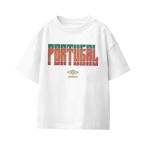 Umbro Kids Portugal Stacked Soccer T Shirt (White, XS-XL)