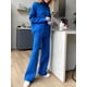 thumbnail image 5 of Conjunto de chándal de punto para mujer, suéter de cuello alto y Pantalones rectos para correr, otoño e invierno, 2 piezas, 5 of 5