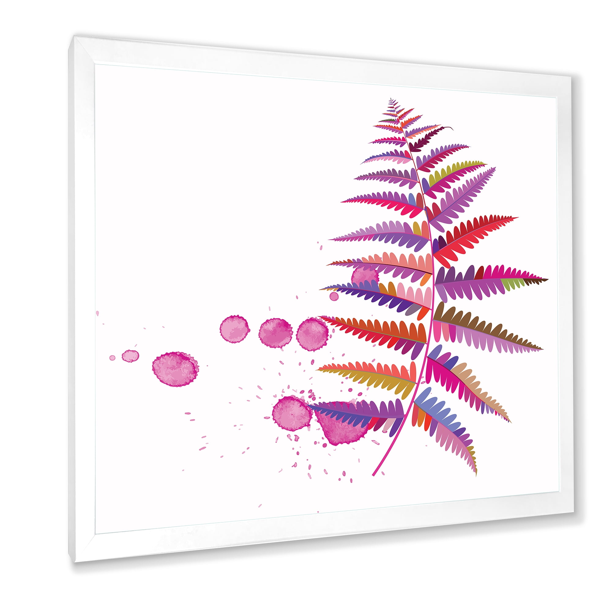 Designart 'Purple Fern With Purple Splash' Farmhouse Framed Art Print