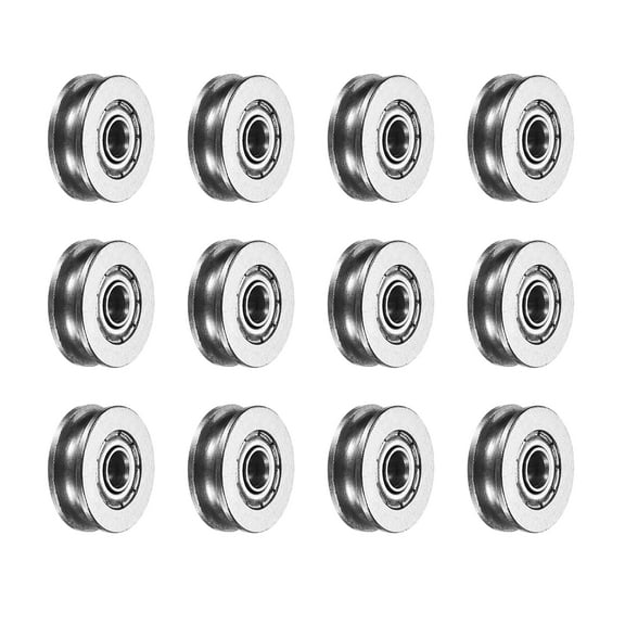 Uxcell 12 Pcs Small U Groove Ball Bearing Pulley, 3x12x4mm Miniature Pulley Bearing Carbon Steel Replacement for Rail Track Linear Motion System