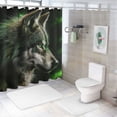 thumbnail image 7 of Orinice Wolf Green Eyes Black Background Bathroom Decor Set with Hooks, Polyester Fabric Shower Curtain, 100% Polyester Chic Modern Fashion Shower Curtain 69x72, 7 of 7