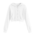 thumbnail image 5 of Luvrsol Hoodies Women Cropped Jacket Button Front Hooded Long Sleeve Drawstring Top with Pockets S-2XL, 5 of 7