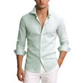 thumbnail image 2 of Long Sleeve Shirt Stylish Digital Print Striped Pattern Formal Business Wear Comfortable Button Down Shirt For Daily Outfits Creative 2D-Printed Men's Shirt Daily Business Attire for Men Green L, 2 of 4