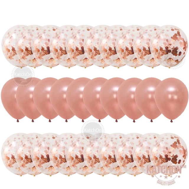 Rose Gold Confetti Balloons Decorations ??Pack of 30, 12 Inch, Great for Bridal Shower Decorations, Birthday Party | Bridal Shower Balloons | Pre-filled Rose Gold Confetti Metallic Latex Balloons