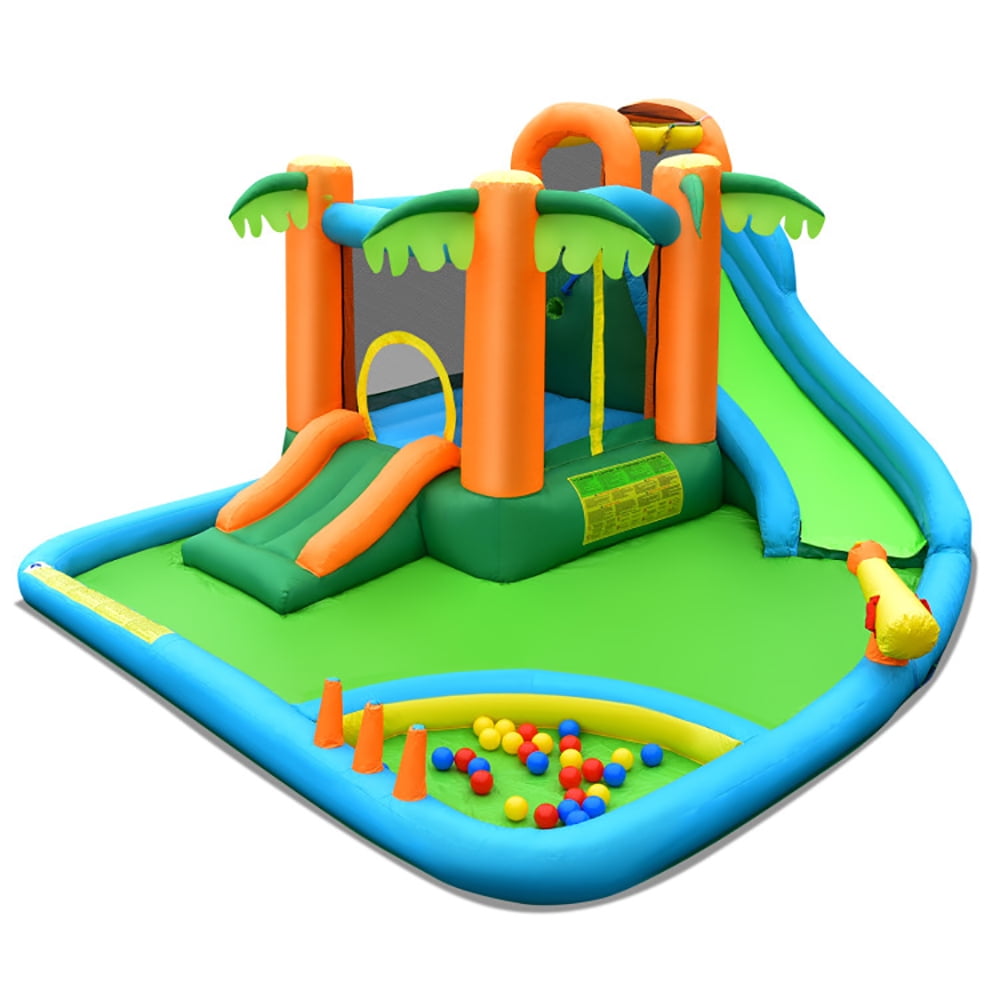 Aimee Lii Inflatable Water Slide Park with Upgraded Handrail without Blower, Bounce House Water Slide for Kids